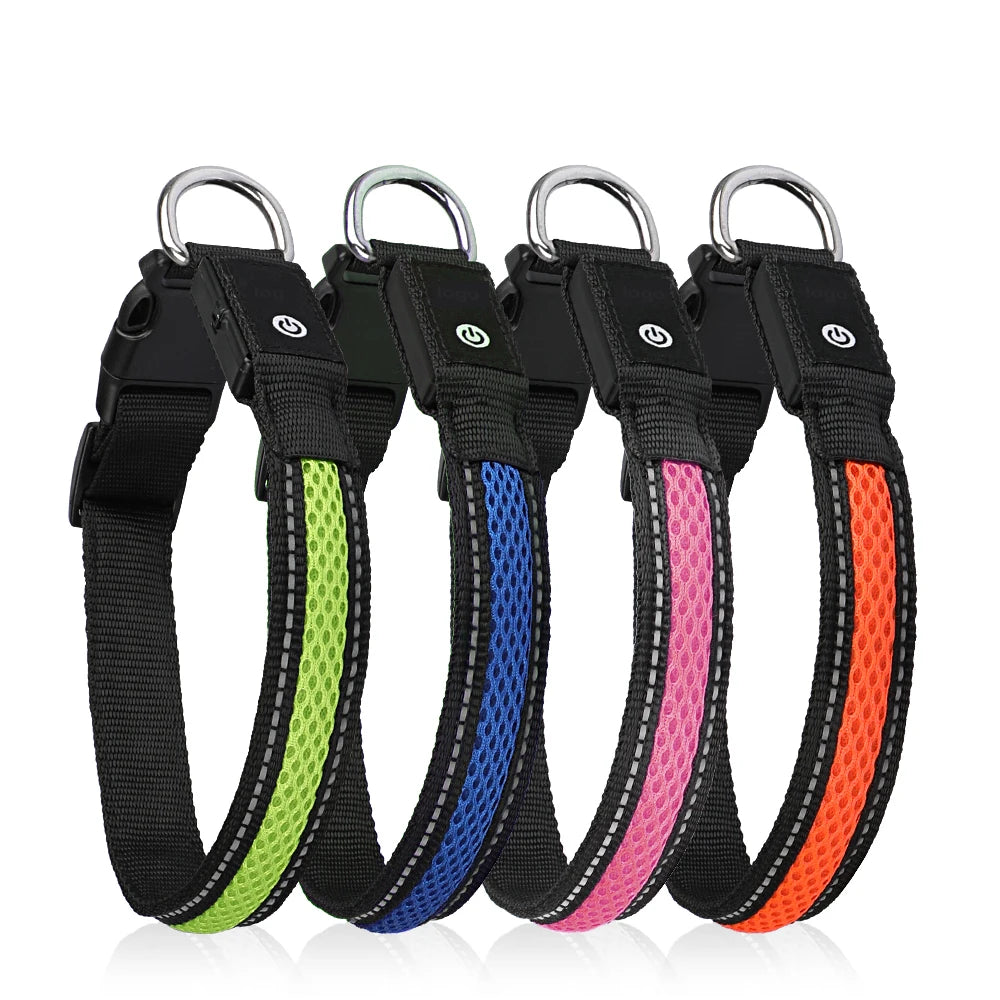 MASBRILL LED Dog Collar Luminous Pet Products Safety Stylish Flashing Glow Necklace Waterproof Reflective Pet Dog Accessories