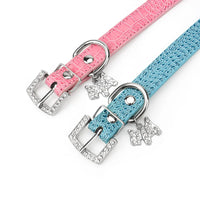 Pu Leather Dog Collar Crocodile Pattern Pet Collar Necklace with Puppy Pendant Rhinestone Buckle for Small Medium Dogs and Cat